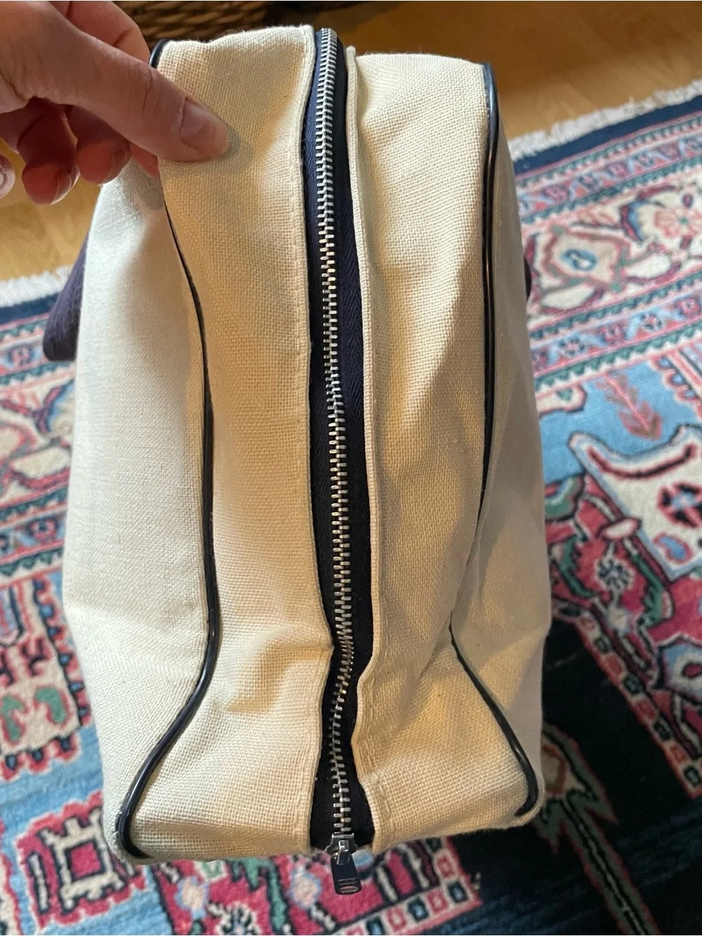Lake Placid 1980 Canvas Travel Bag - Cream & Navy